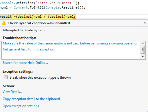 C# Tutorial : Lesson 15 – Error Handling