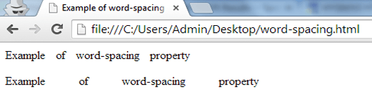 example of word-spacing property