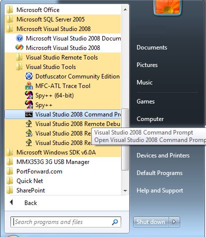 Open VS CMD