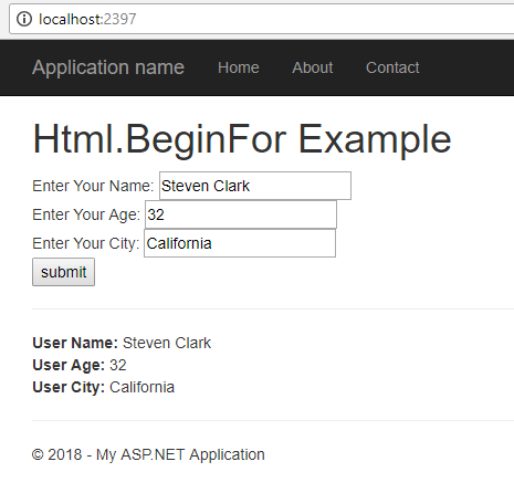 Html.BeginForm Example