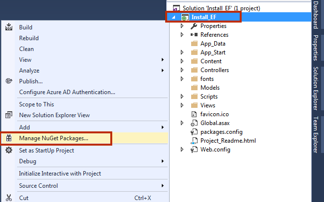 Install EF via NuGet