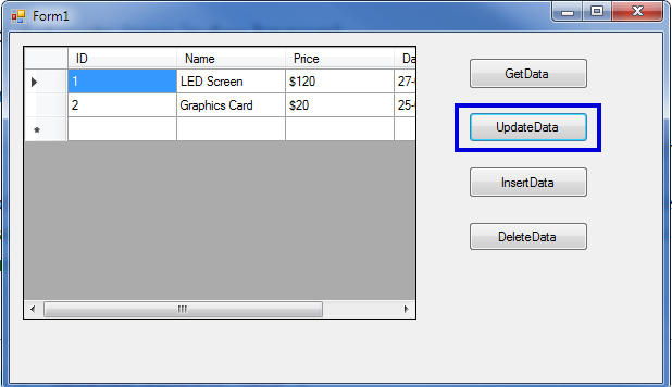 Update Row in Dataset
