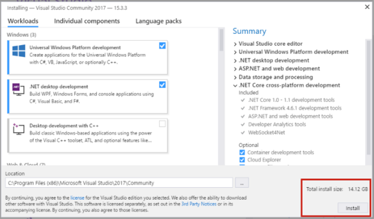 Install VS 2017
