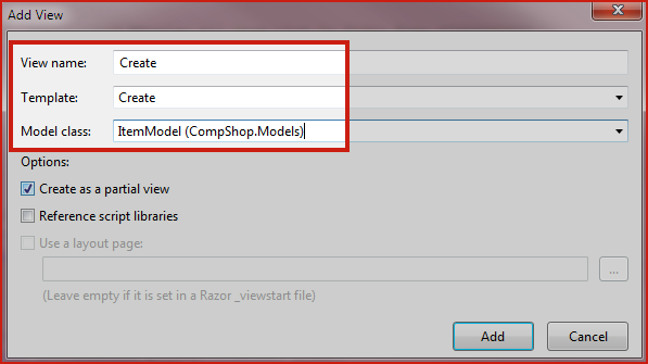 Create Action Method