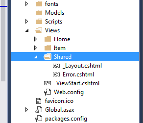 MVC 5 Shared Folder