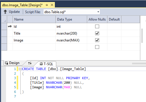 create database and table