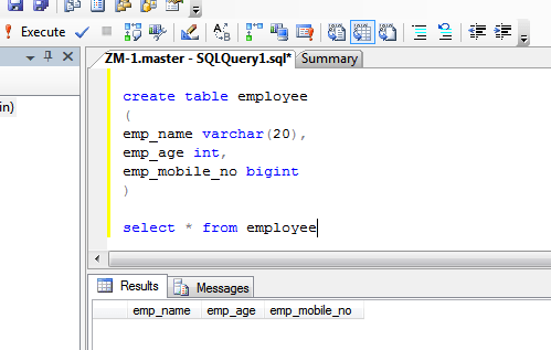 create table result