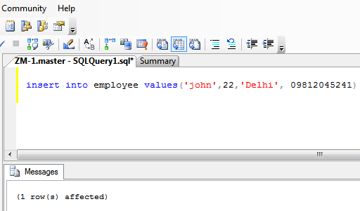 Sql Insert Statement