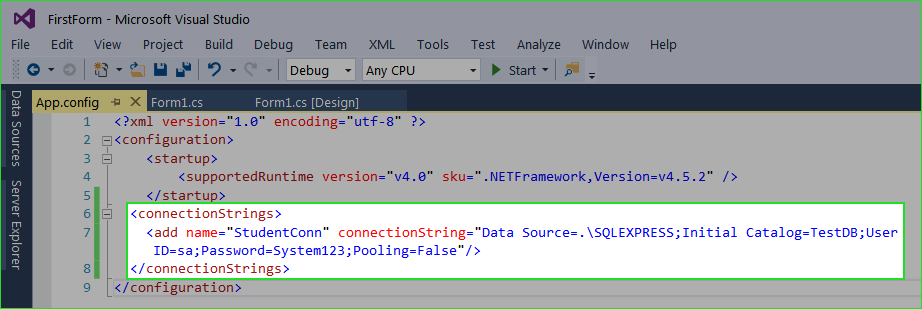 Игра в одну строку. Connection String SQL Server. <CONNECTIONSTRINGS> data source=.\SQLEXPRESS;. CONNECTIONSTRING C# app.config. DEVEXPRESS Active Directory connection String from String.