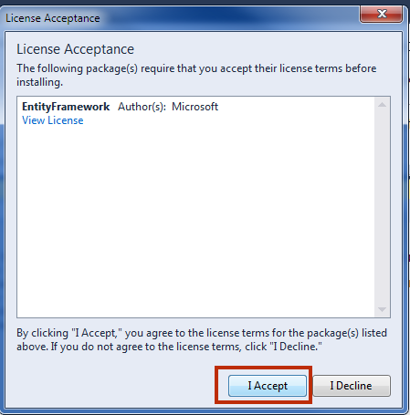 Install Entity Framework