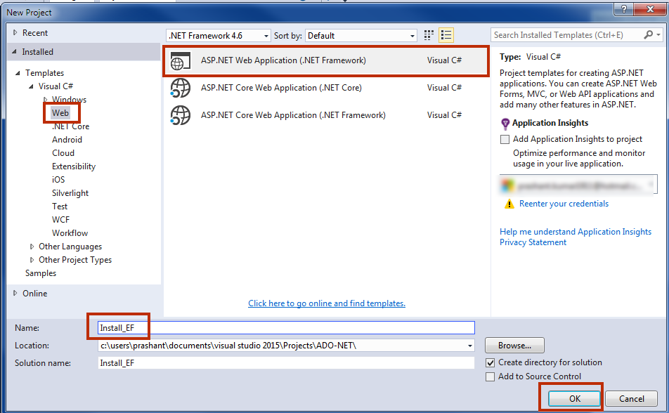 Create New MVC Project