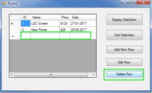 Deleting Row from DataView