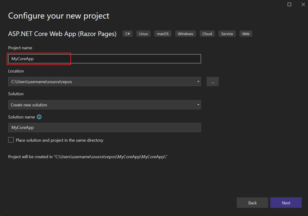 Configure ASP.NET Core Project